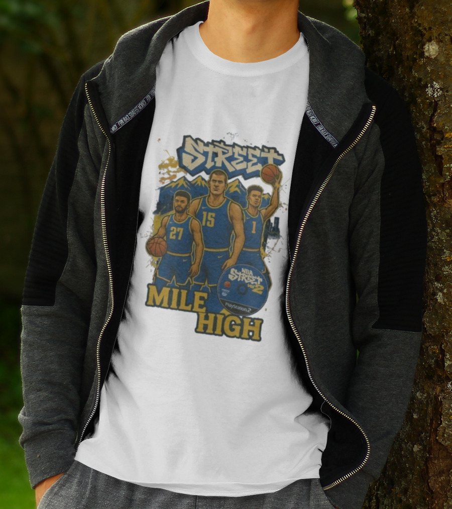 NBA Street Vol 2 Mile High Denver 27 15 Basketball Stars T-Shirt