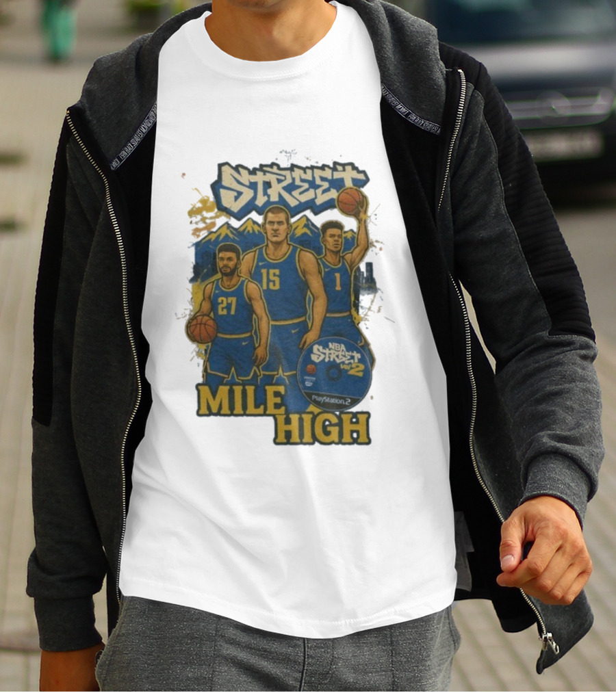 NBA Street Vol 2 Mile High Denver 27 15 Basketball Stars T-Shirt