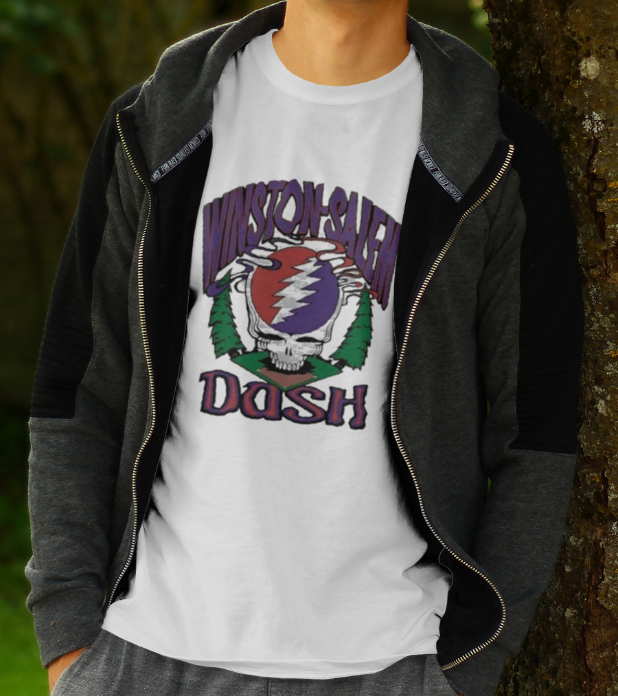 Winston-Salem Dash Grateful Dead Collaboration With Iconic Skull Lightning Bolt And Pine Trees T-Shirt