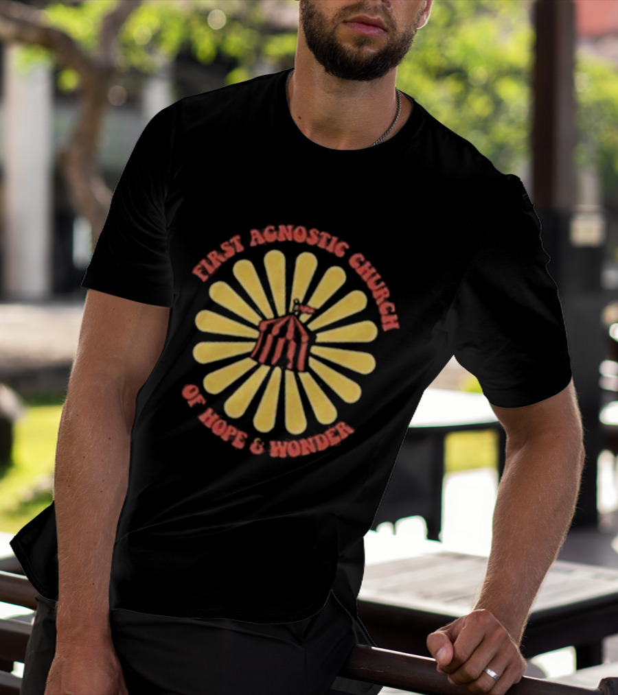 First Agnostic Church Of Hope And Wonder Radiant Sunburst Design T-Shirt