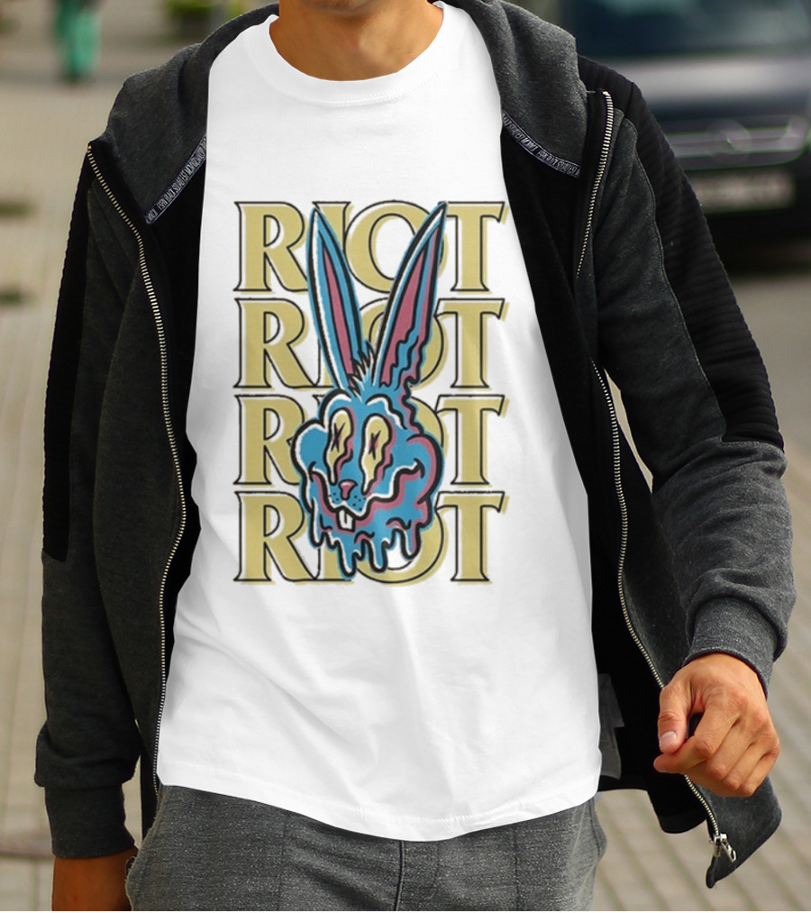 Riot Fest Bunny Dripping Psychedelic Graphic Art T-Shirt
