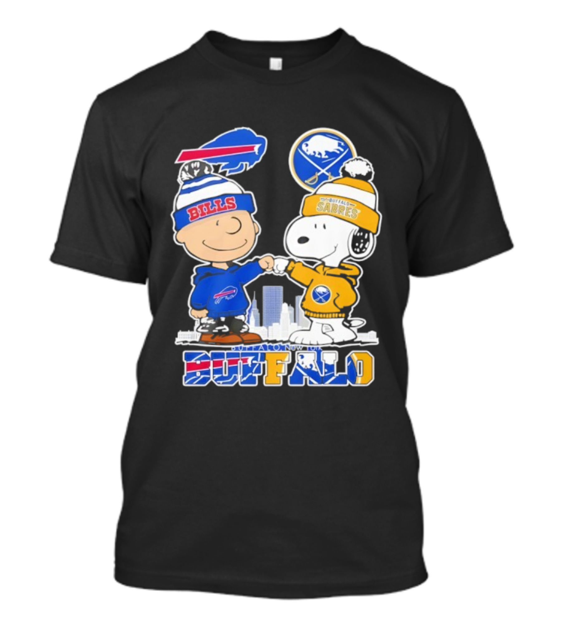 Buffalo Bills Sabres Snoopy Charlie Brown Friendship Skyline T-Shirt