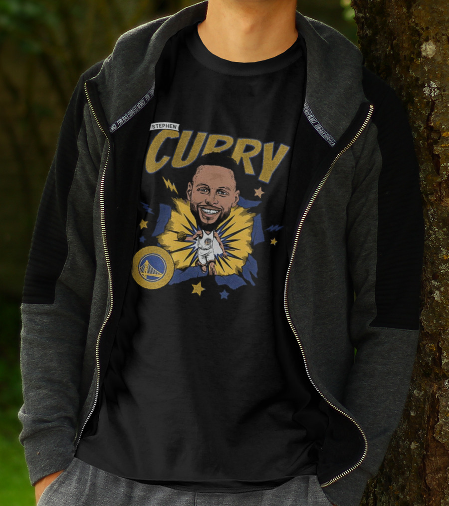 Stephen Curry Golden State Warriors NBA Caricature Vibrant Design T-Shirt