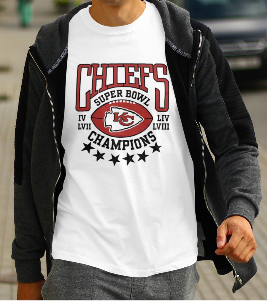 CHIEFS Super Bowl Champions KC IV LIV LVII LVIII T-Shirt