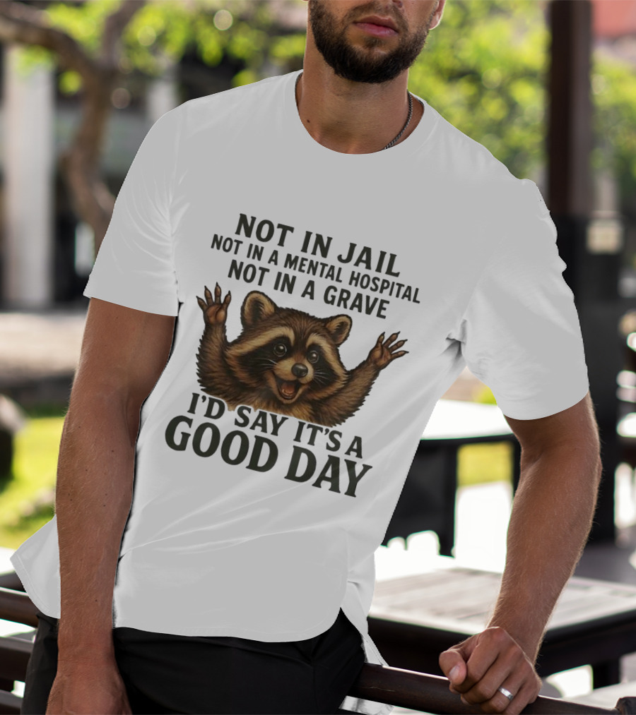 Raccoon Not In Jail Not In A Mental Hospital Not In A Grave I’d Say It’s A Good Day T-Shirt