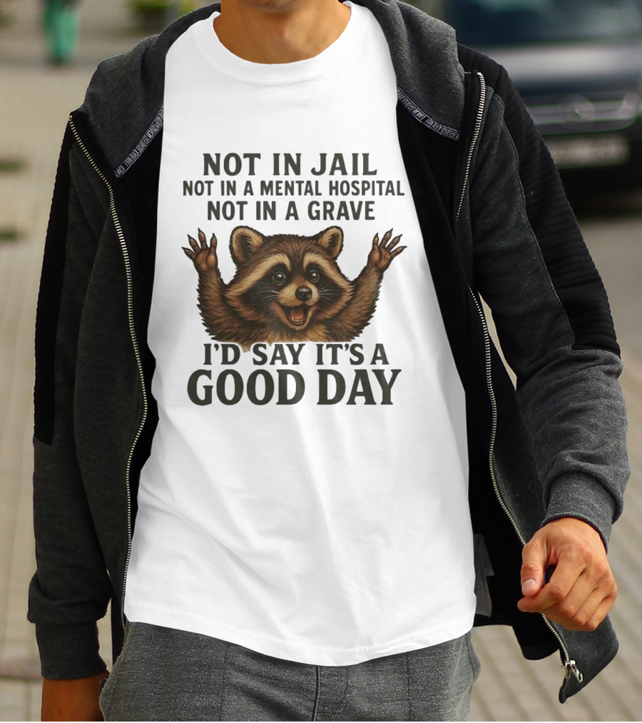 Raccoon Not In Jail Not In A Mental Hospital Not In A Grave I’d Say It’s A Good Day T-Shirt