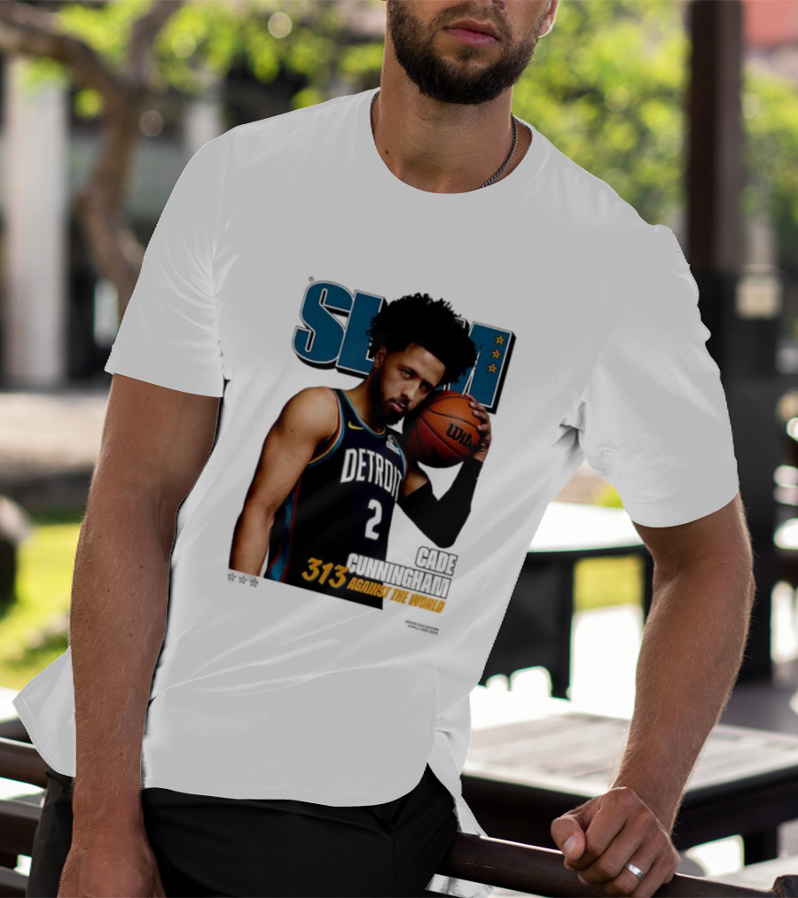 Slam Cade Cunningham Detroit Pistons 313 Against The World T-Shirt