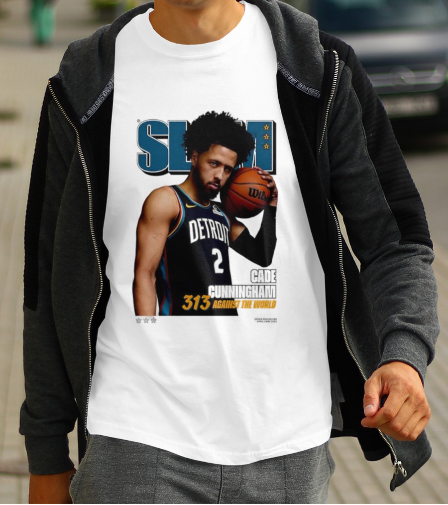 Slam Cade Cunningham Detroit Pistons 313 Against The World T-Shirt