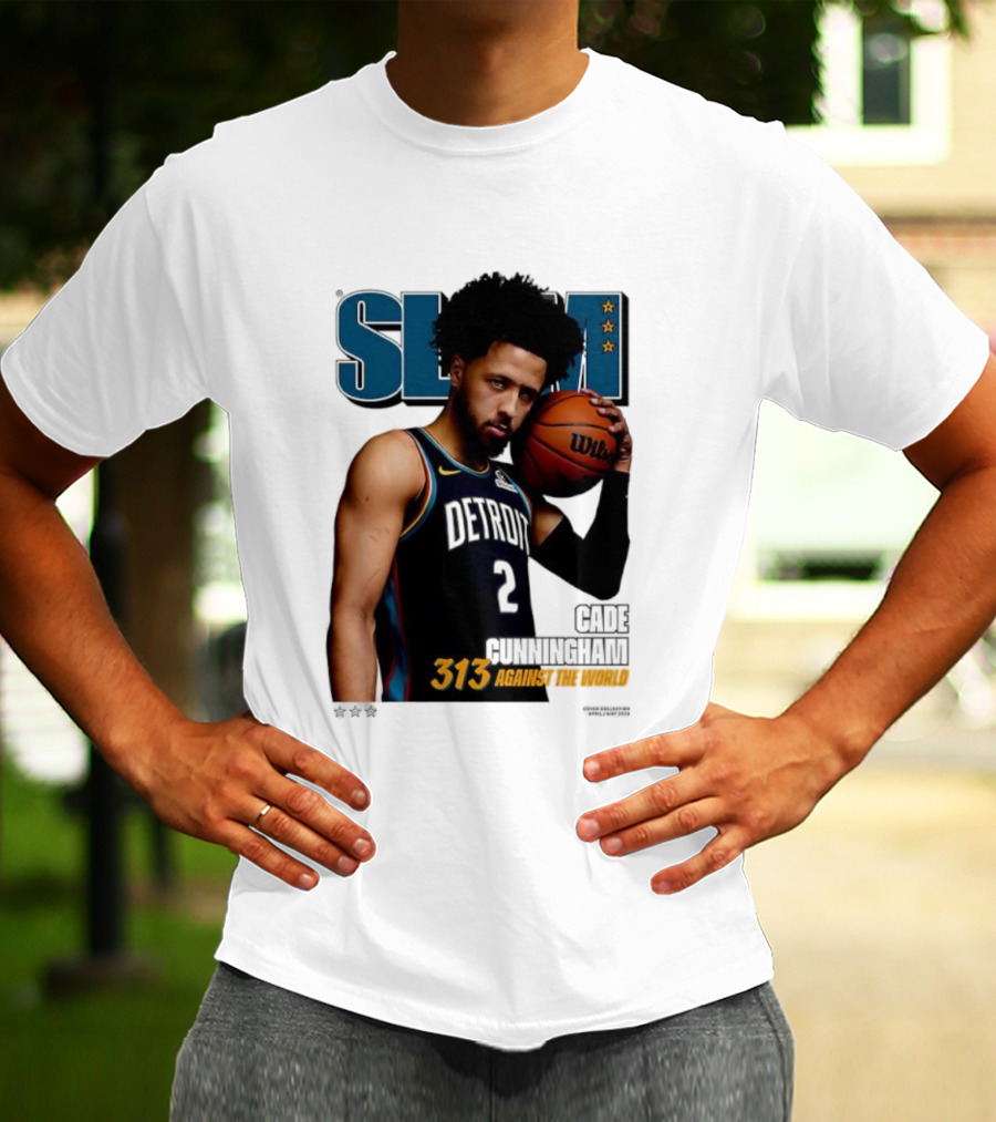 Slam Cade Cunningham Detroit Pistons 313 Against The World T-Shirt