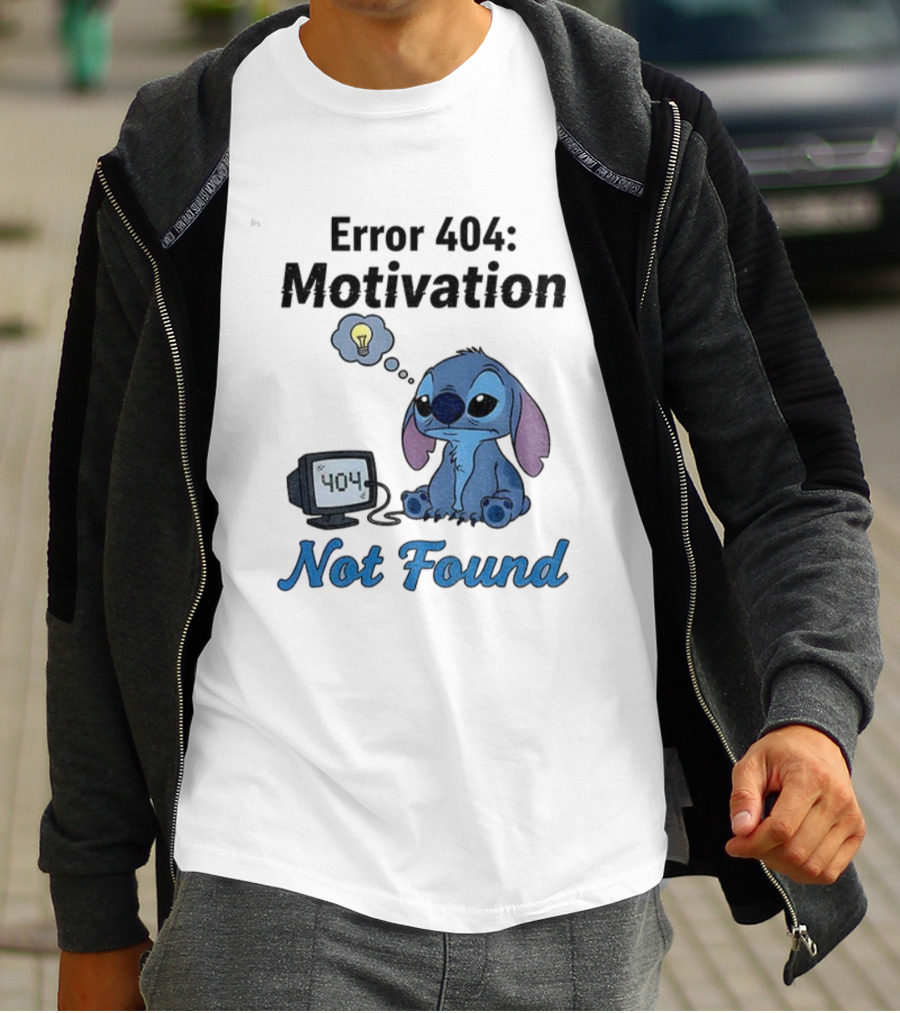 Sad Stitch Error 404 Motivation Not Found T-Shirt