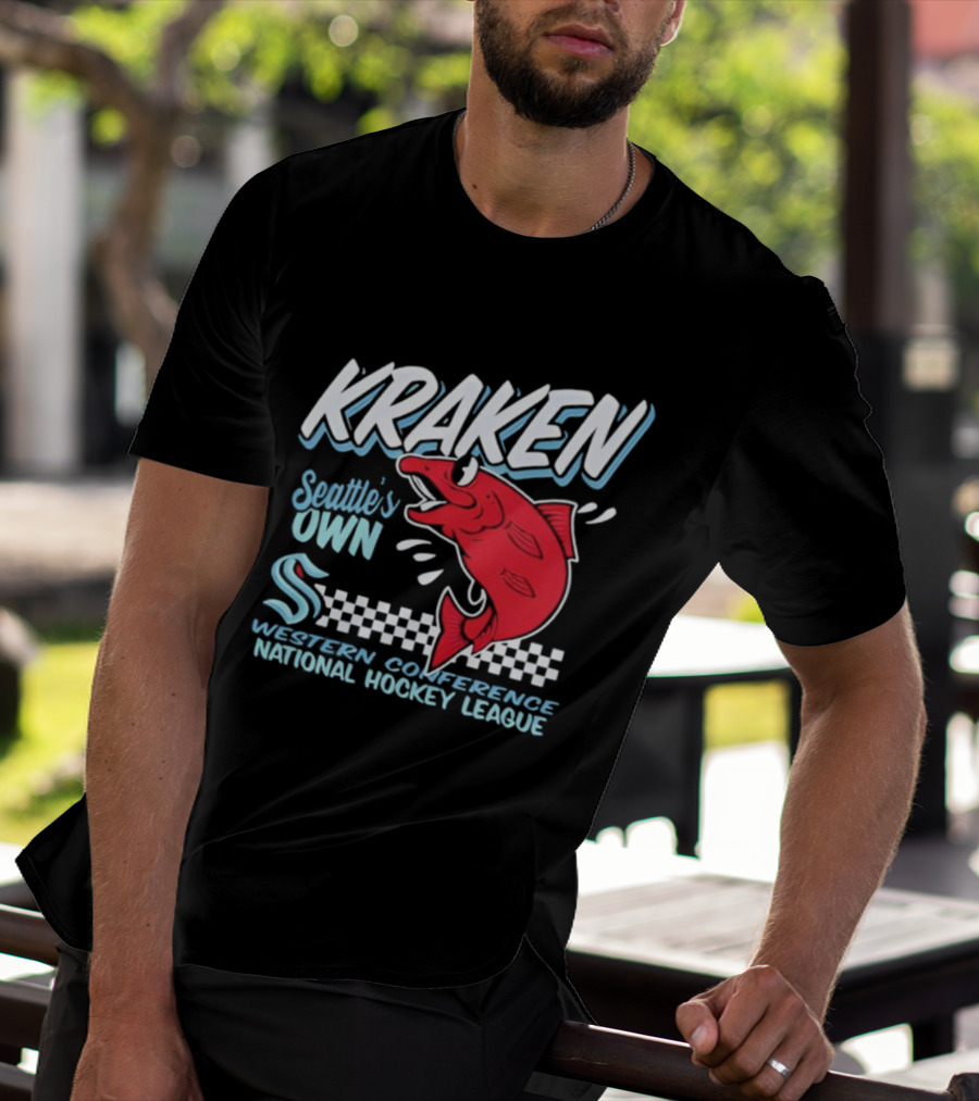 Seattle Kraken Western Conference National Hockey League Mascot Salmon T-Shirt