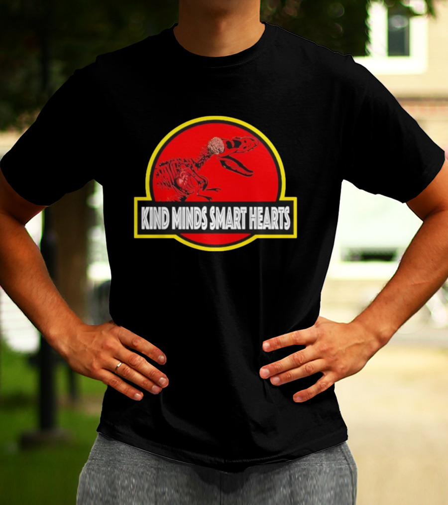 Kind Minds Smart Hearts Dinosaur Red Badge T-Shirt