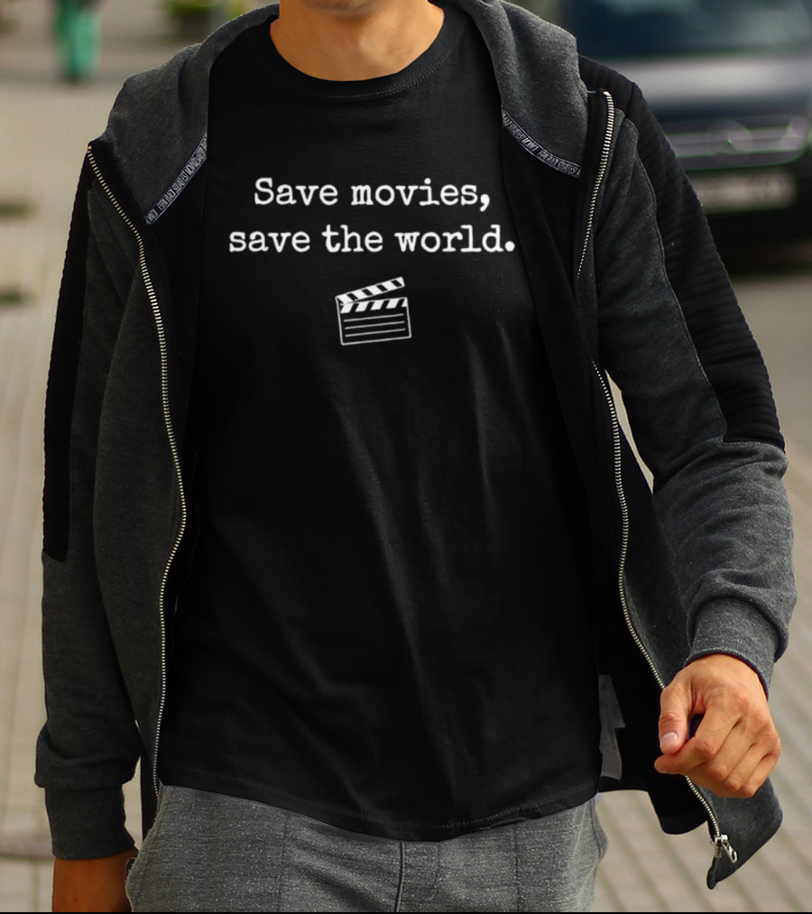 Save Movies Save The World Clapperboard Retro Film Lover Statement T-Shirt