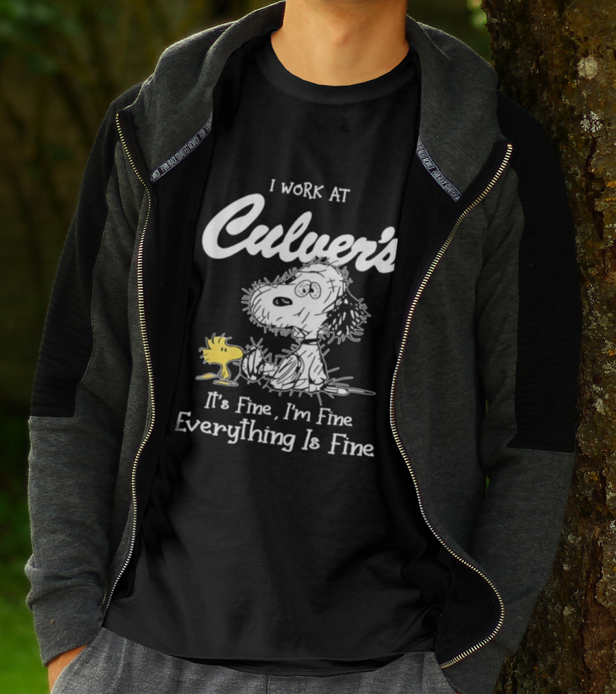 I Work At Culver's Snoopy Woodstock It's Fine I'm Fine Everything Is Fine T-Shirt