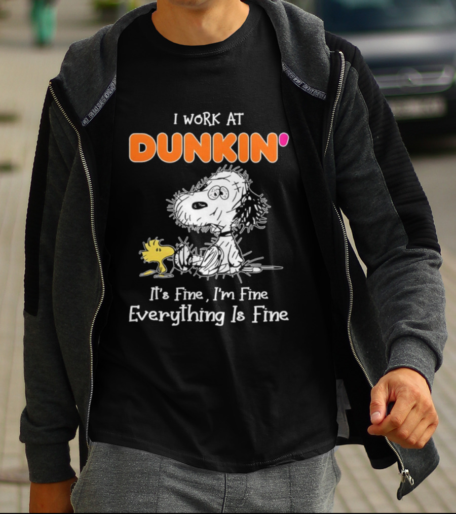 Snoopy And Woodstock Dunkin' It's Fine I'm Fine Everything Is Fine T-Shirt