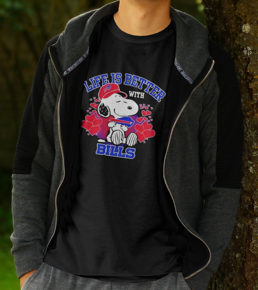 Life Is Better With Buffalo Bills Snoopy Hearts And Football Team Spirit T-Shirt