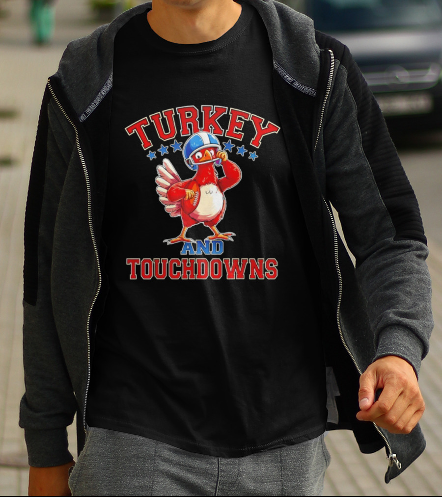 Turkey And Touchdowns Thanksgiving Football Game Day T-Shirt