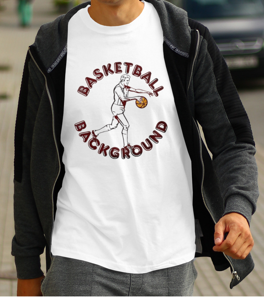 Basketball Background Player Dribbling Ball Silhouette T-Shirt