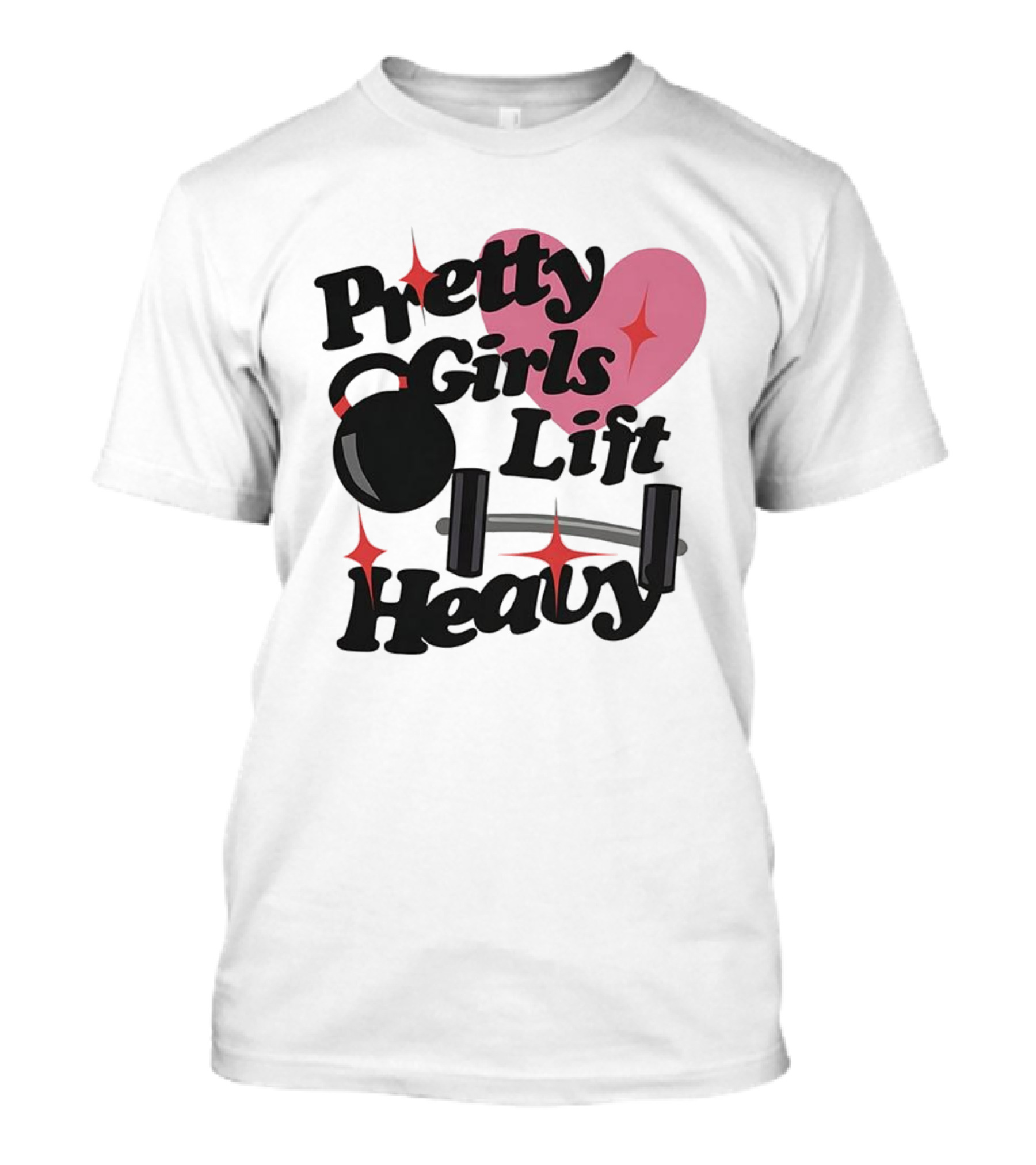 Pretty Girls Lift Heavy Dumbbells Pink Heart Gym Fitness T-Shirt