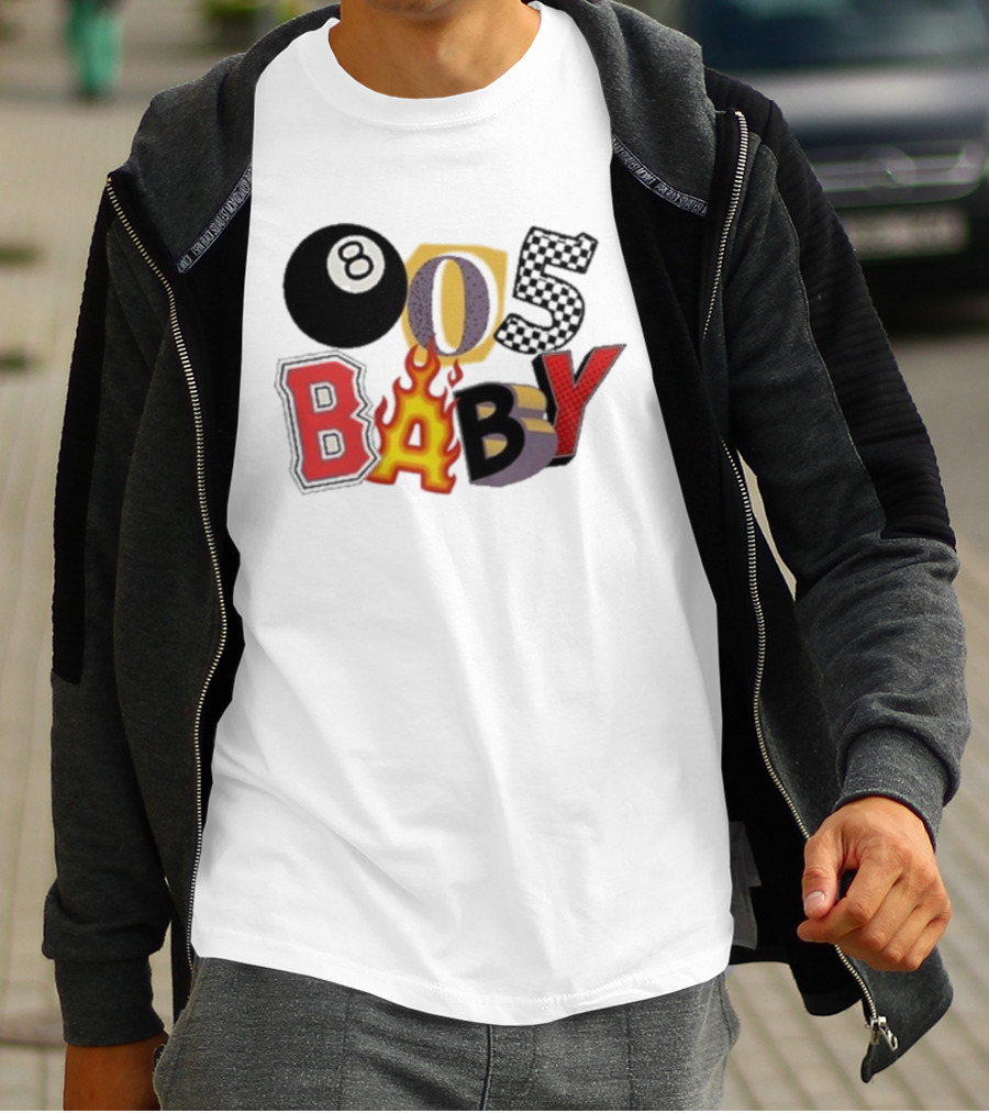Big Time 805 Baby Eight Ball Fire Letters Retro Style T-Shirt
