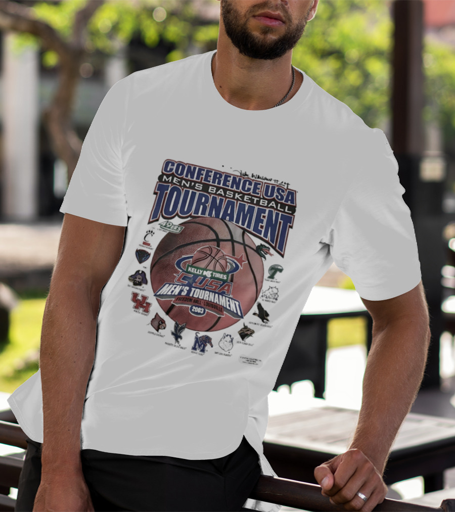 Conference USA Men's Basketball Tournament 2003 Freedom Hall Louisville Team Logos T-Shirt