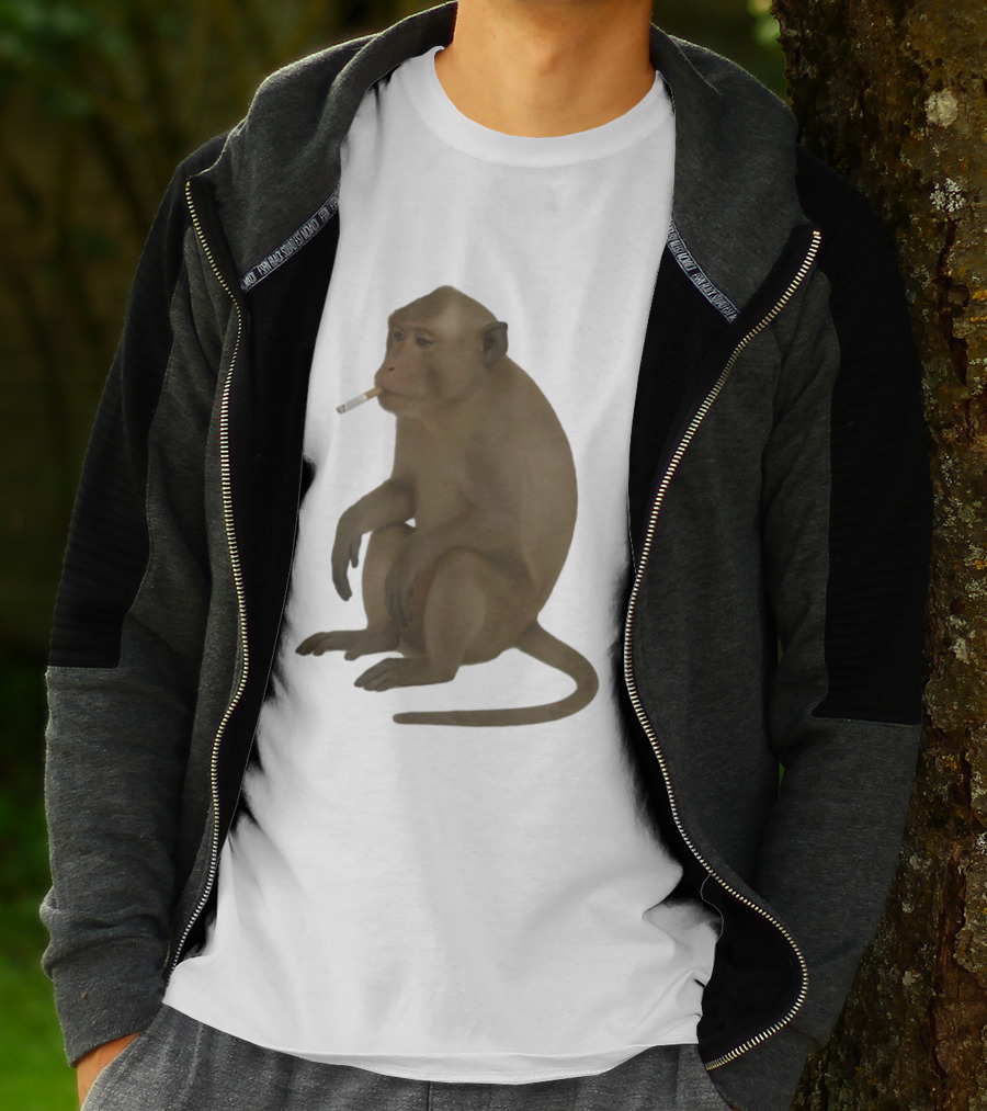 Crazy Monkey Smoking Cigarette Mood T-Shirt