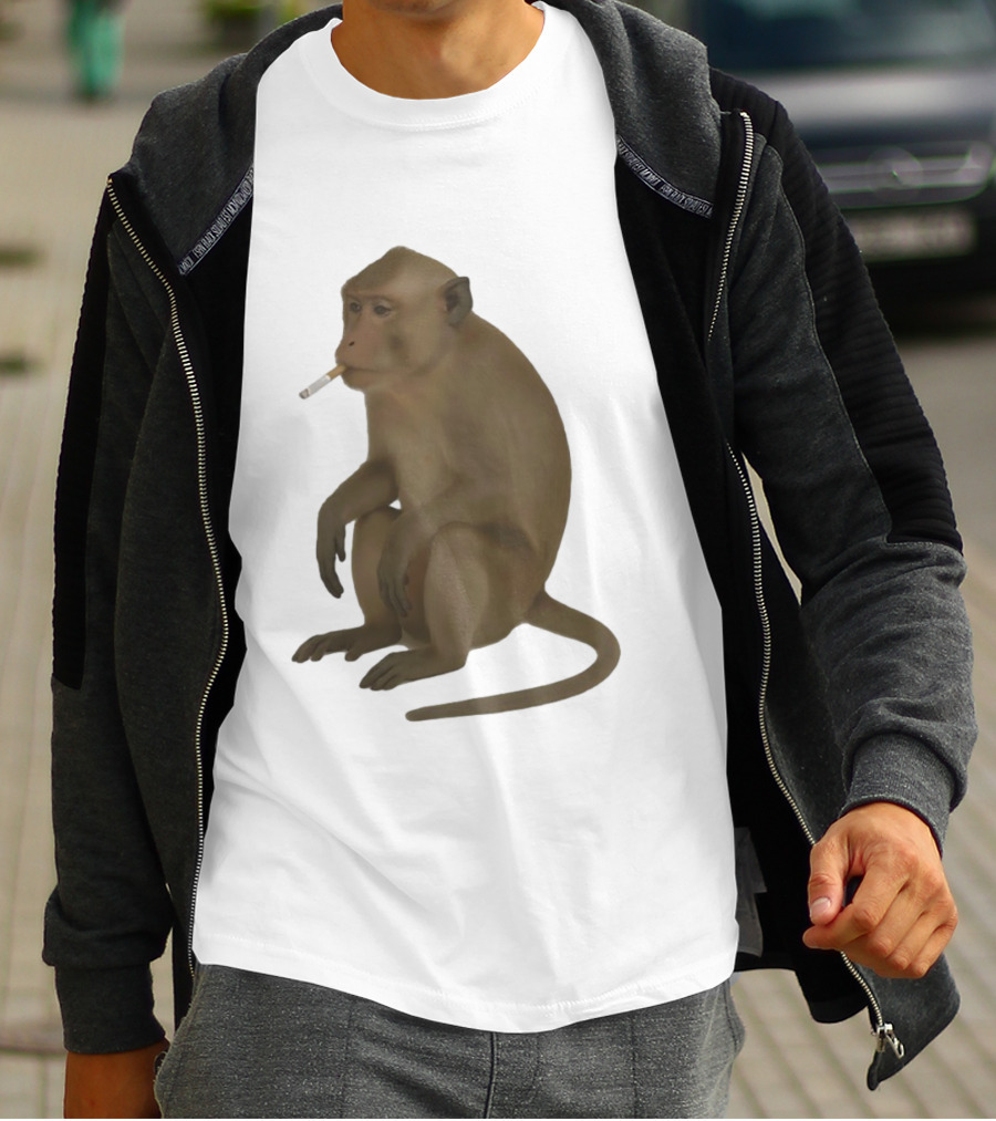 Crazy Monkey Smoking Cigarette Mood T-Shirt