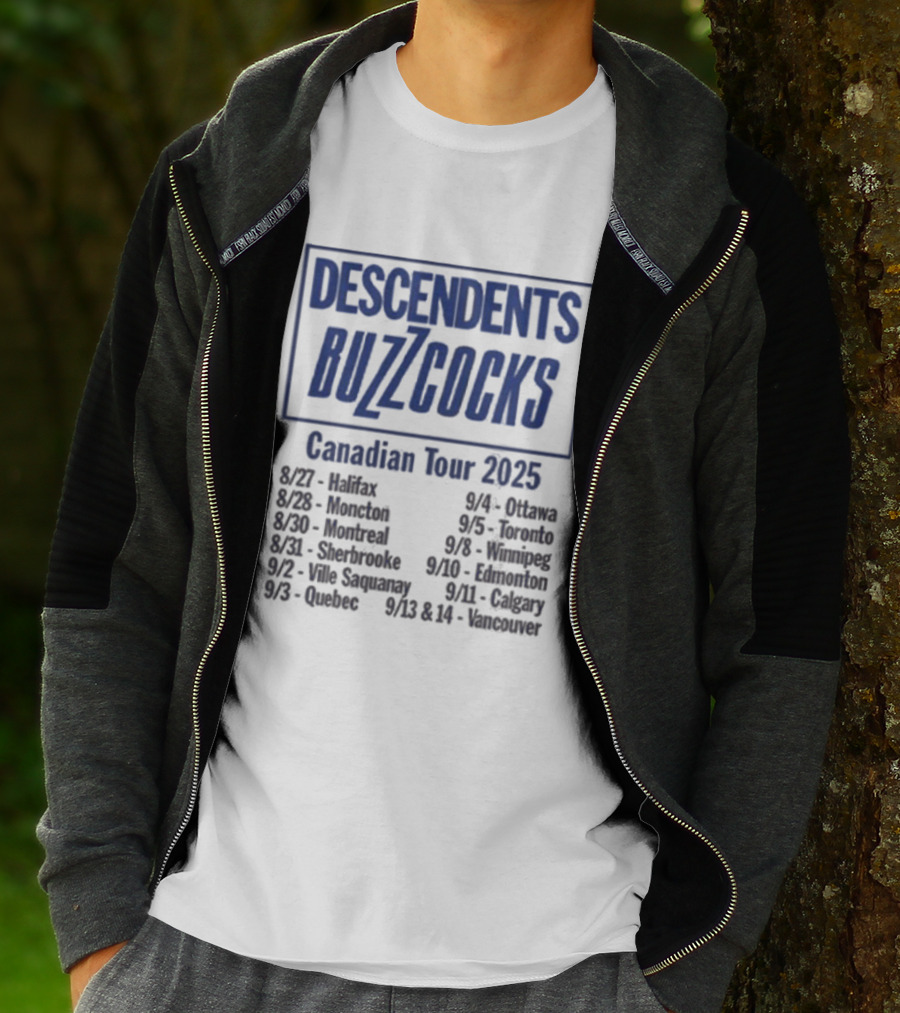 Descendents Buzzcocks Canadian Tour 2025 Halifax To Vancouver Concert Dates T-Shirt