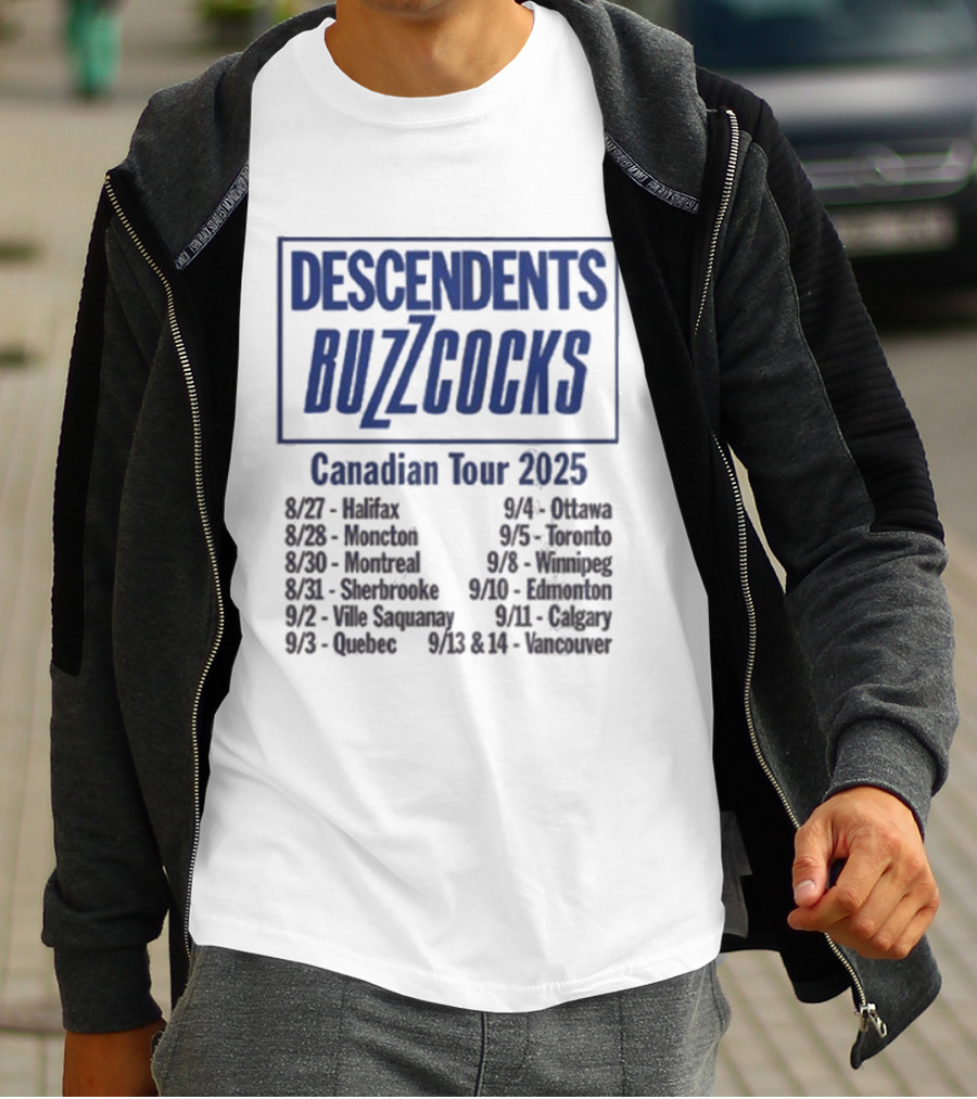 Descendents Buzzcocks Canadian Tour 2025 Halifax To Vancouver Concert Dates T-Shirt