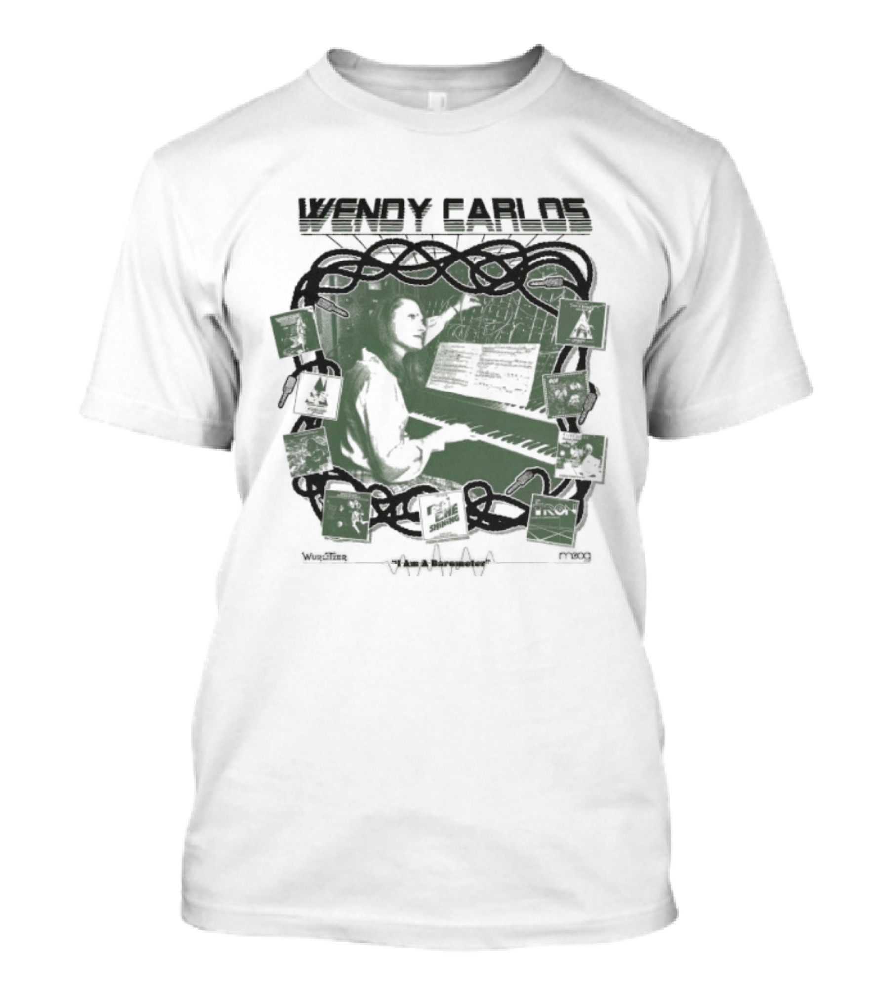 Wendy Carlos I Am The Barometer Piano Keyboard Green Design T-Shirt