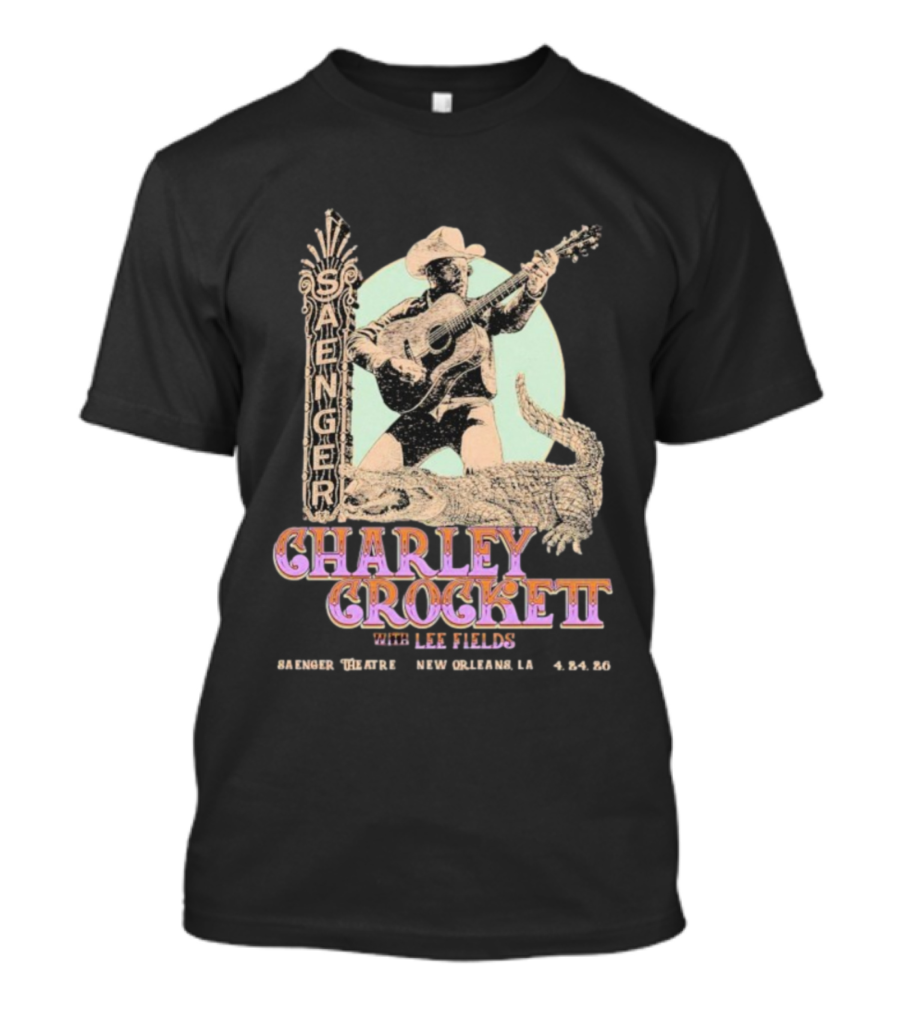 Saenger Theatre New Orleans April 24 2026 Charley Crockett With Leon Fields T-Shirt