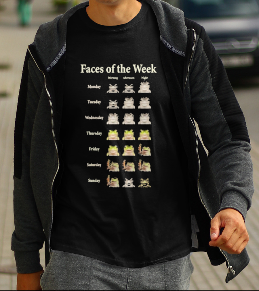 Faces Of The Week Funny Frog Memes Monday To Sunday T-Shirt