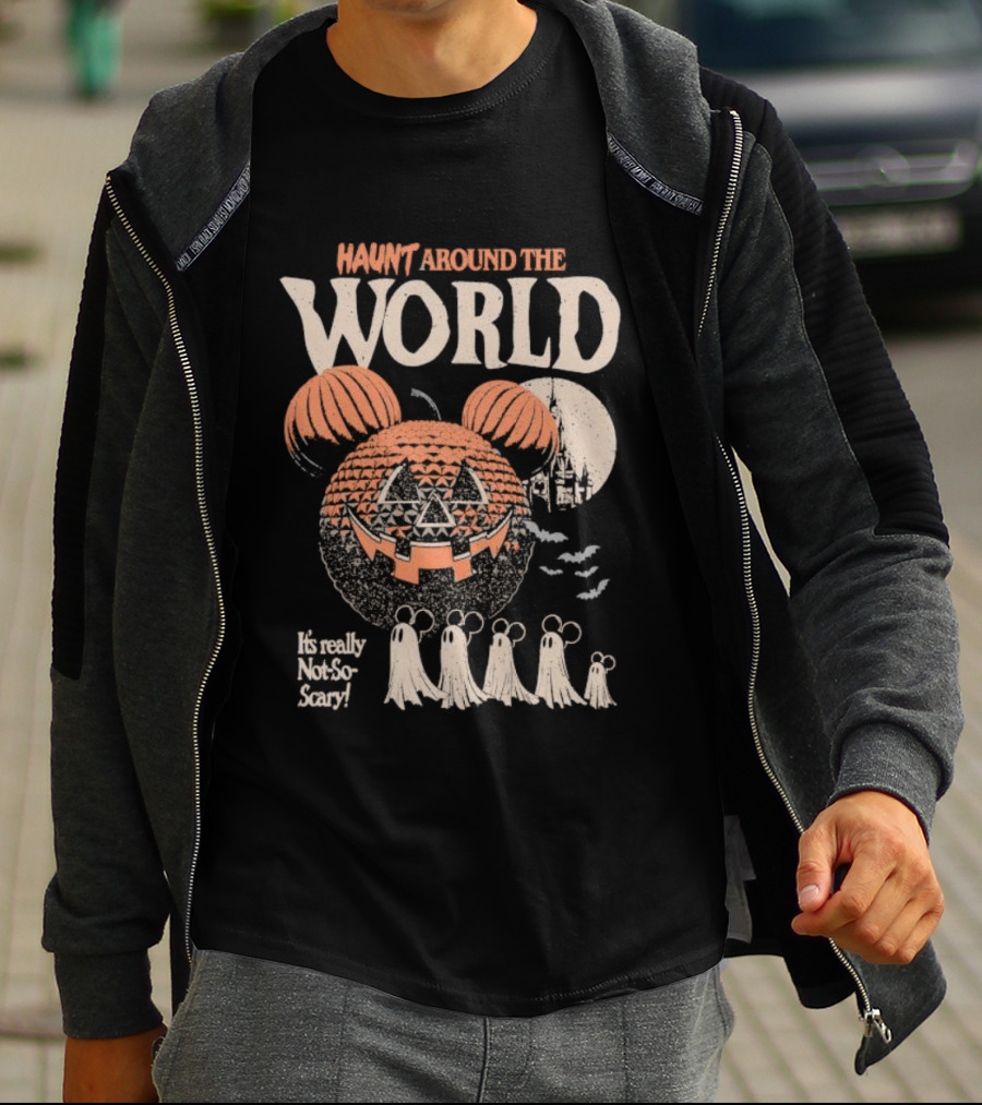 Mickey Inspired Pumpkin Ghosts Happy Haunt Around The World Halloween T-Shirt