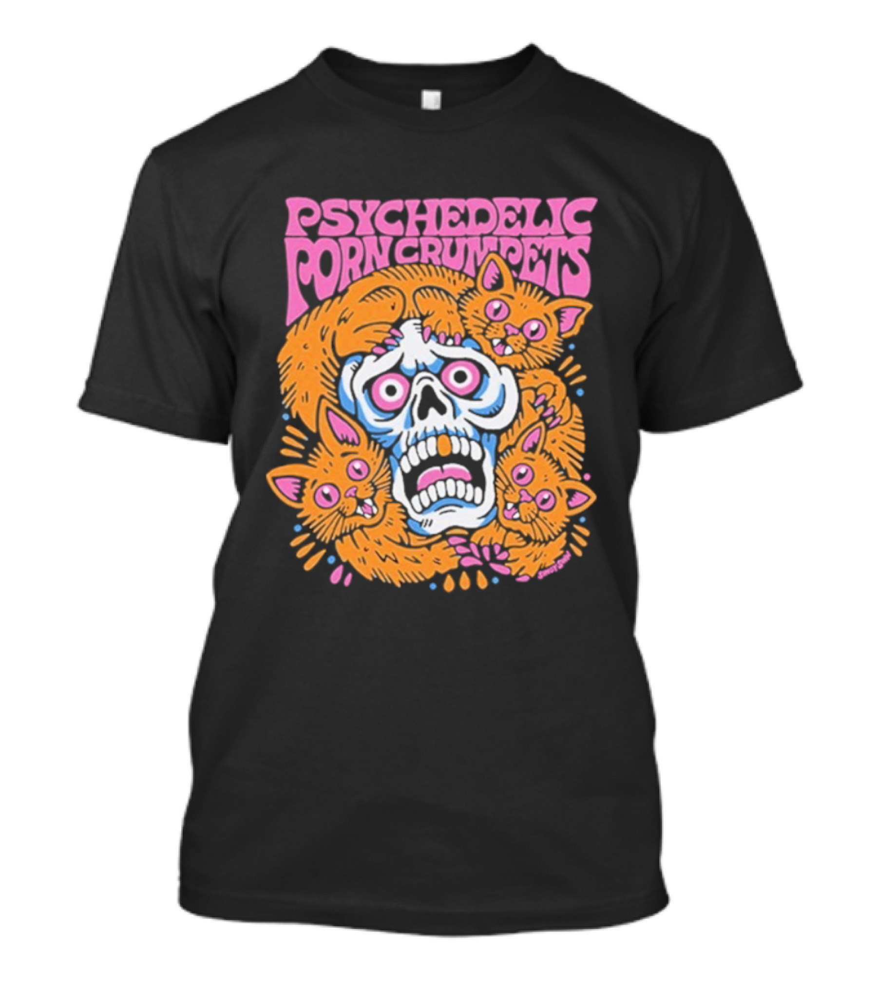 Psychedelic Porn Crumpets Cat Nootmare Skull And Cats T-Shirt