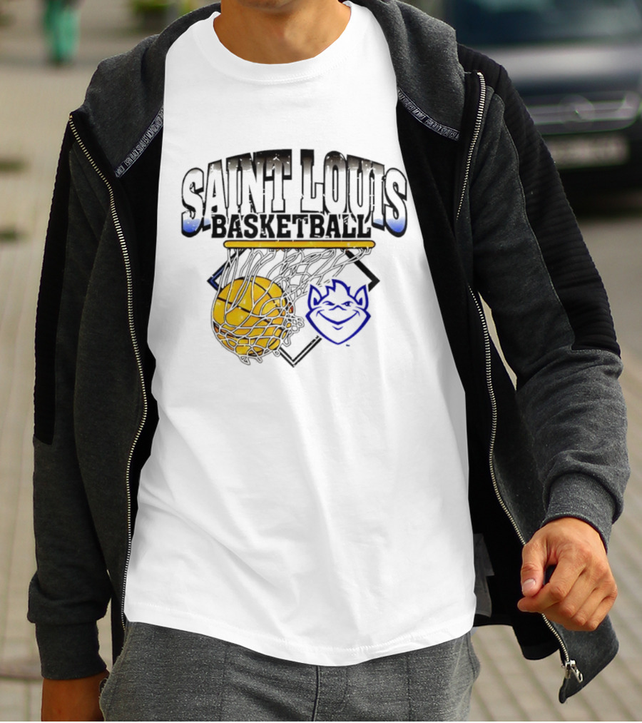 Saint Louis Basketball Billiken Mascot Yellow Basketball T-Shirt