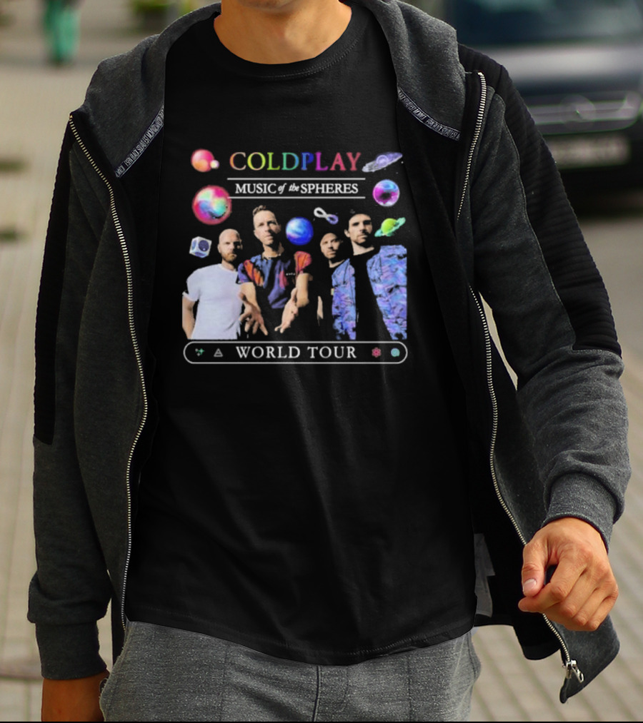 Coldplay Music Of The Spheres World Tour 2025 Band Planets Symbols T-Shirt