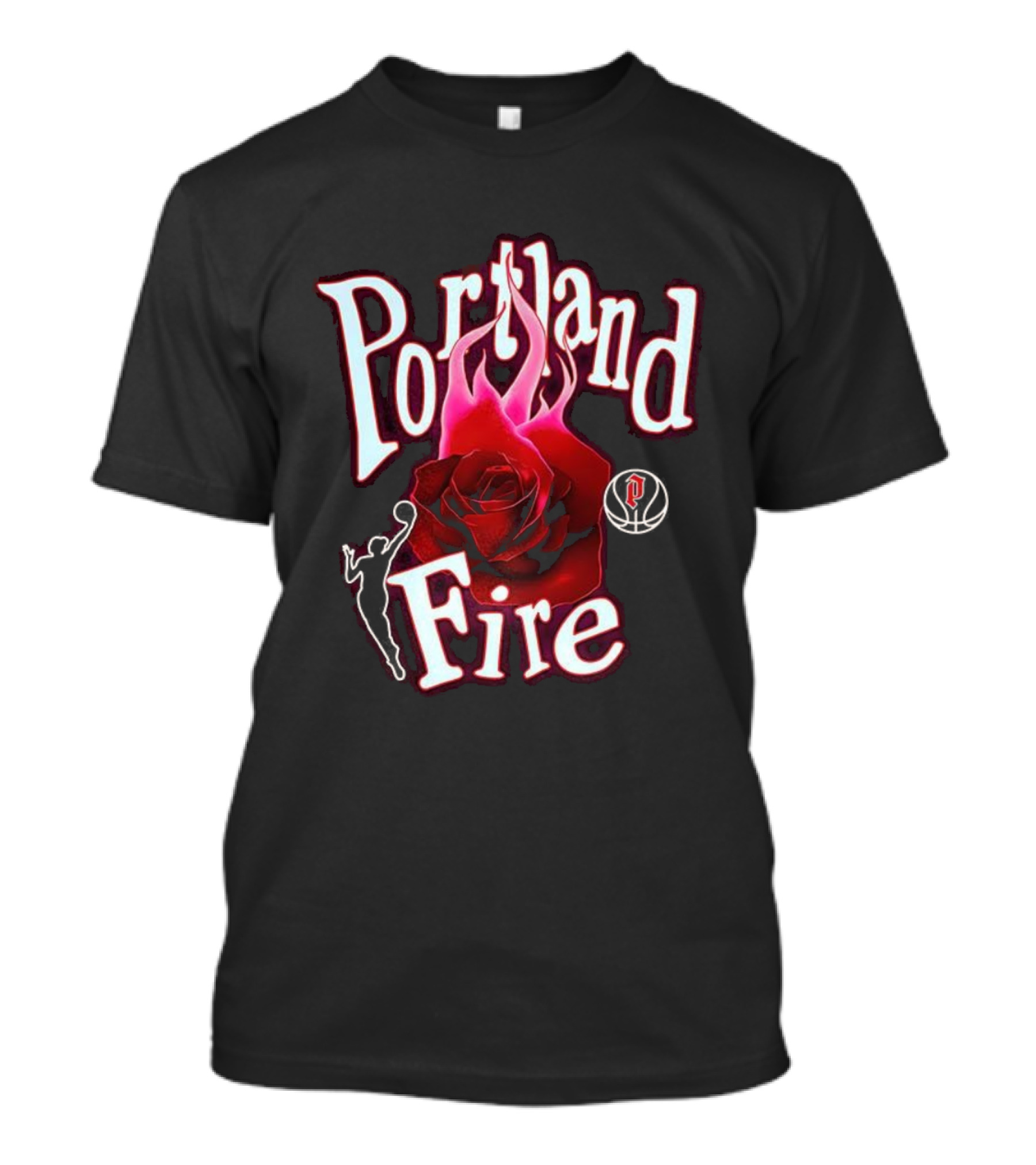 Portland Fire WNBA Rose Flame Design T-Shirt