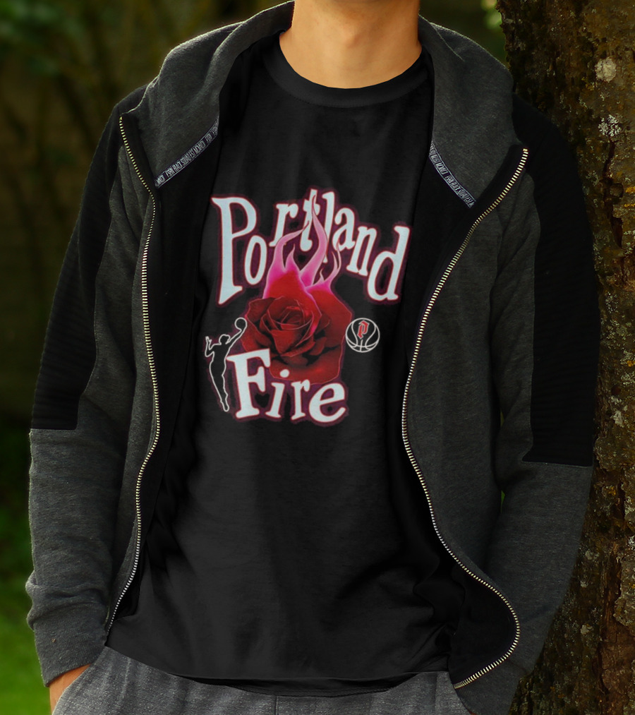 Portland Fire WNBA Rose Flame Design T-Shirt