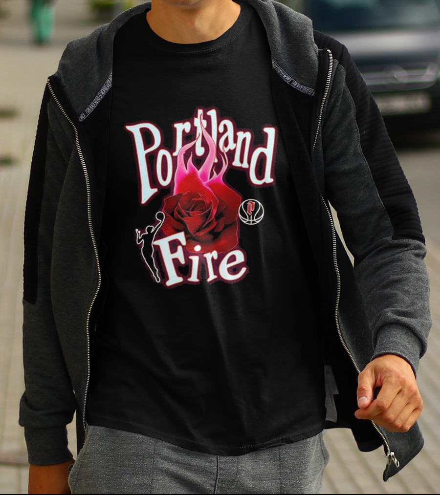 Portland Fire WNBA Rose Flame Design T-Shirt