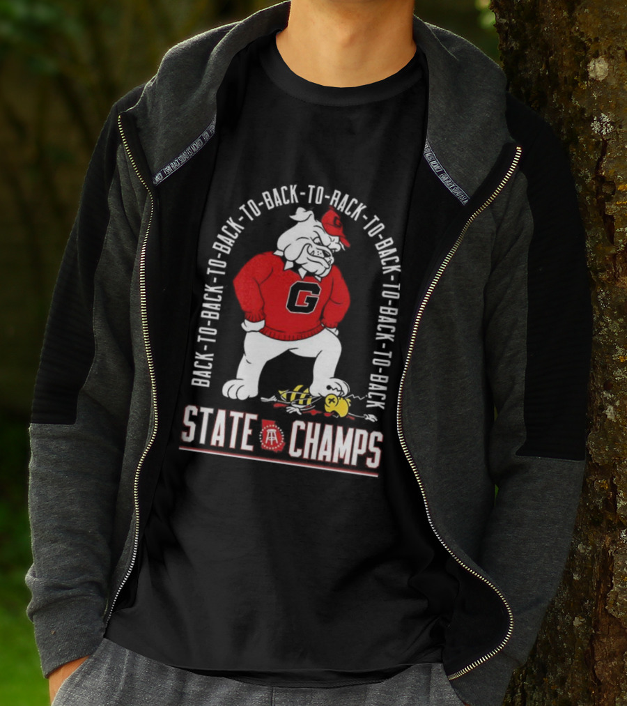 Georgia Bulldogs Vs Georgia Tech Yellow Jackets Back-to-Back-to-Back State Champs T-Shirt