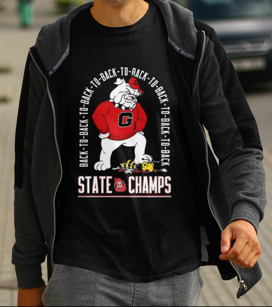 Georgia Bulldogs Vs Georgia Tech Yellow Jackets Back-to-Back-to-Back State Champs T-Shirt