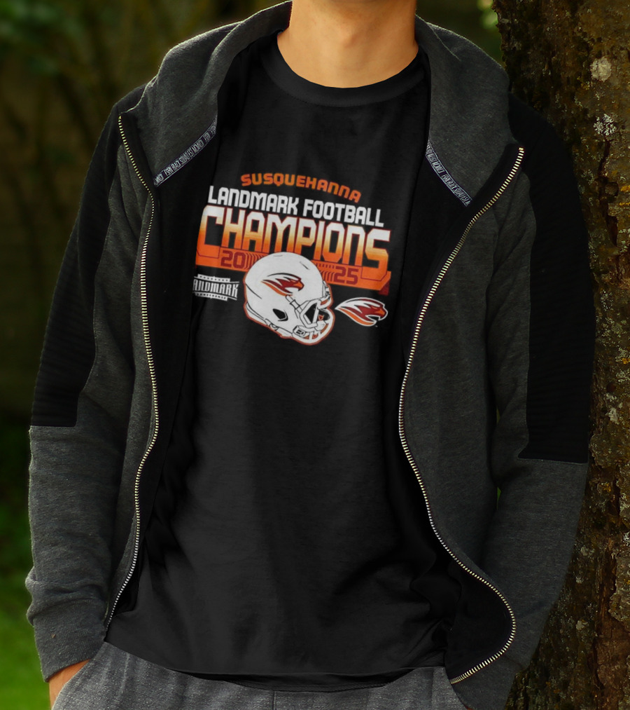 Susquehanna River Hawks Landmark Football Champions 2025 Helmet T-Shirt