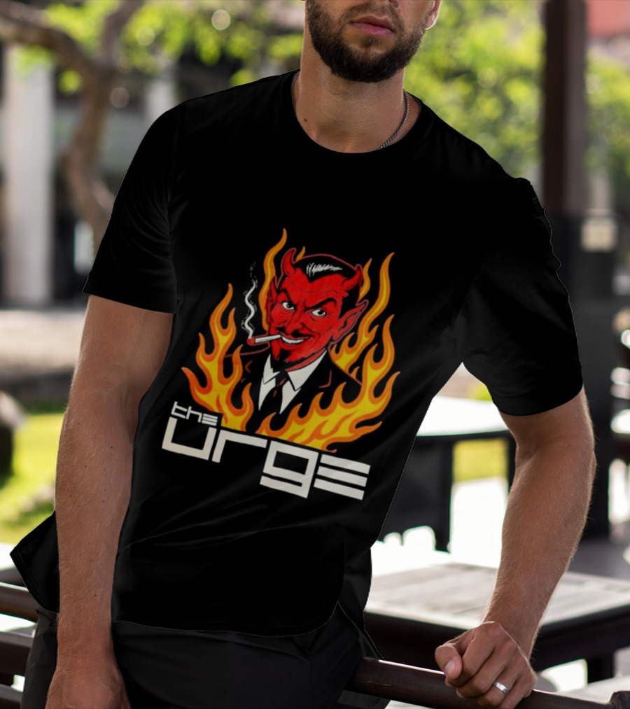 The Urge Devil With Flames Smoking Cigar T-Shirt
