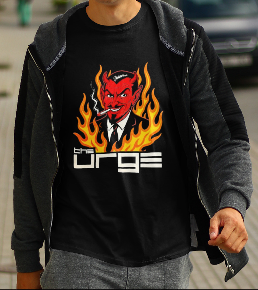 The Urge Devil With Flames Smoking Cigar T-Shirt