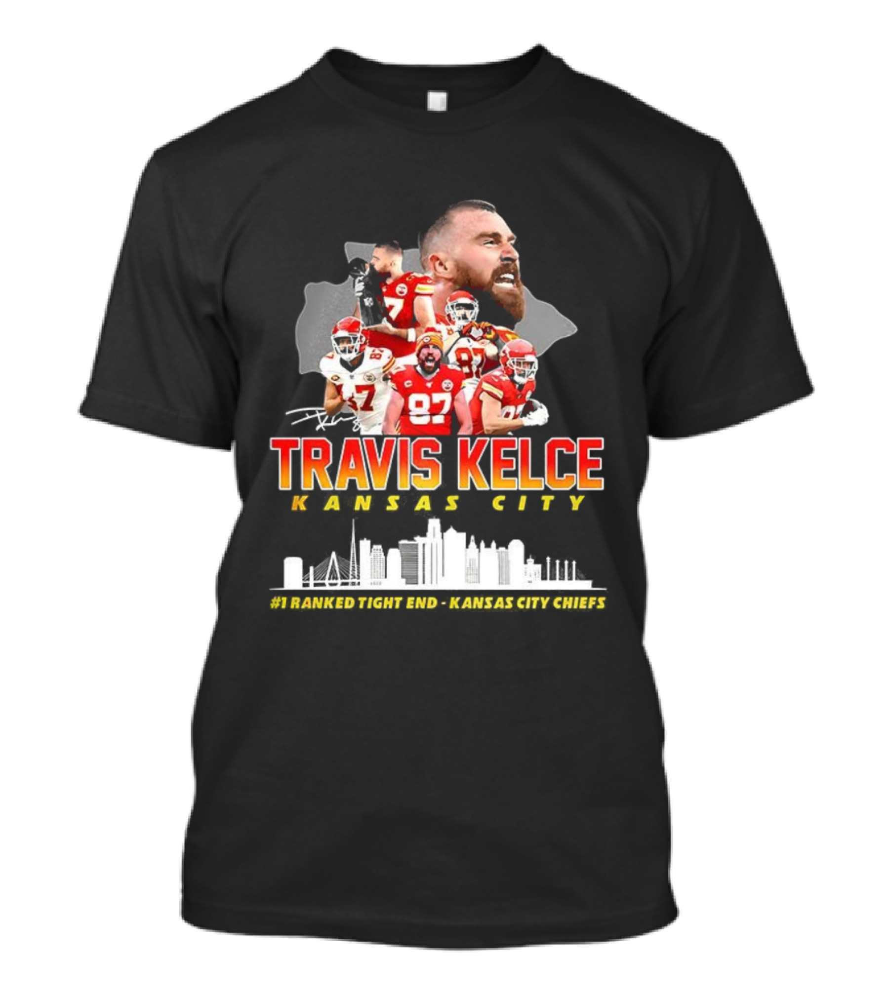 Travis Kelce Kansas City Chiefs Football Number 87 Signature Tee T-Shirt