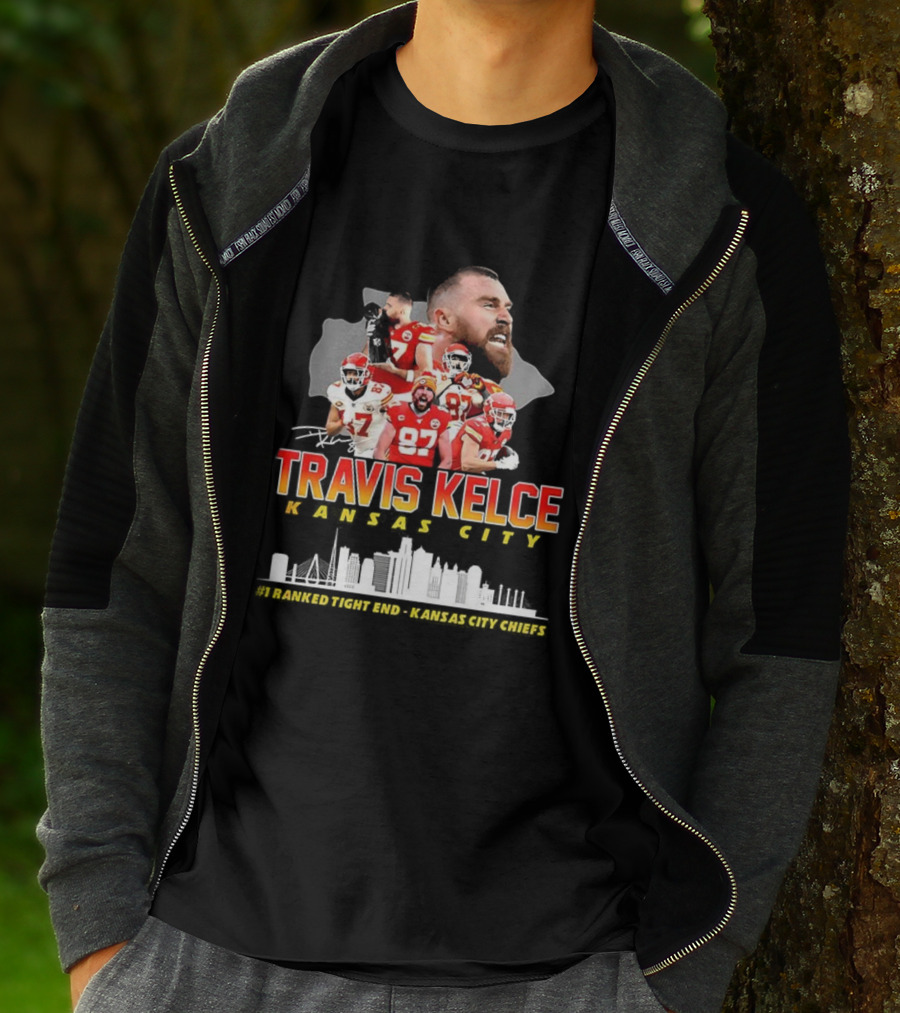 Travis Kelce Kansas City Chiefs Football Number 87 Signature Tee T-Shirt