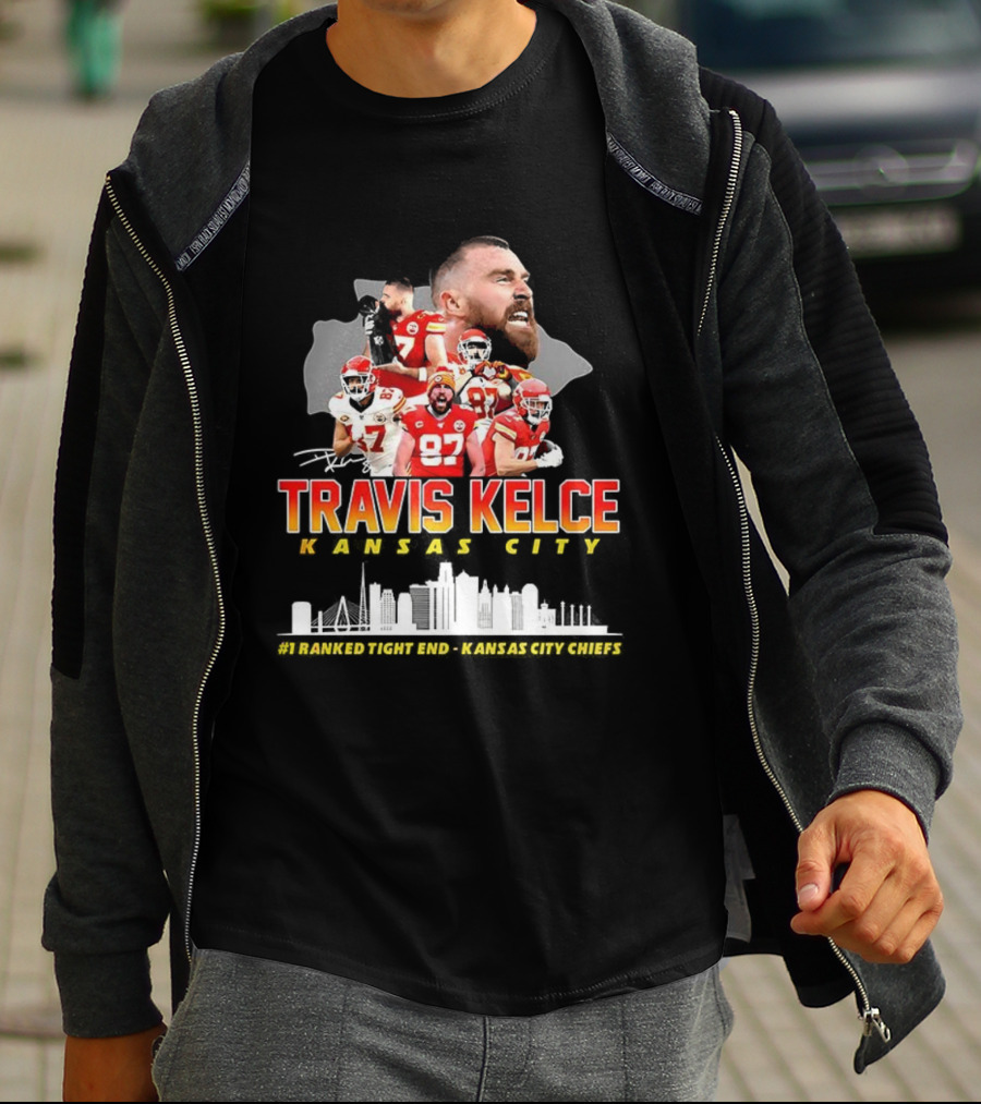 Travis Kelce Kansas City Chiefs Football Number 87 Signature Tee T-Shirt