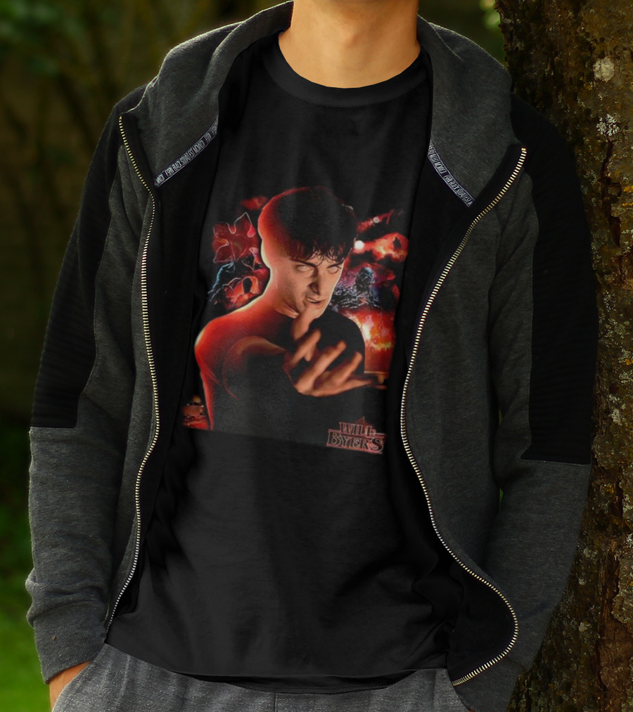 Stranger Things Will Byers Character Dark Red Fiery Background T-Shirt