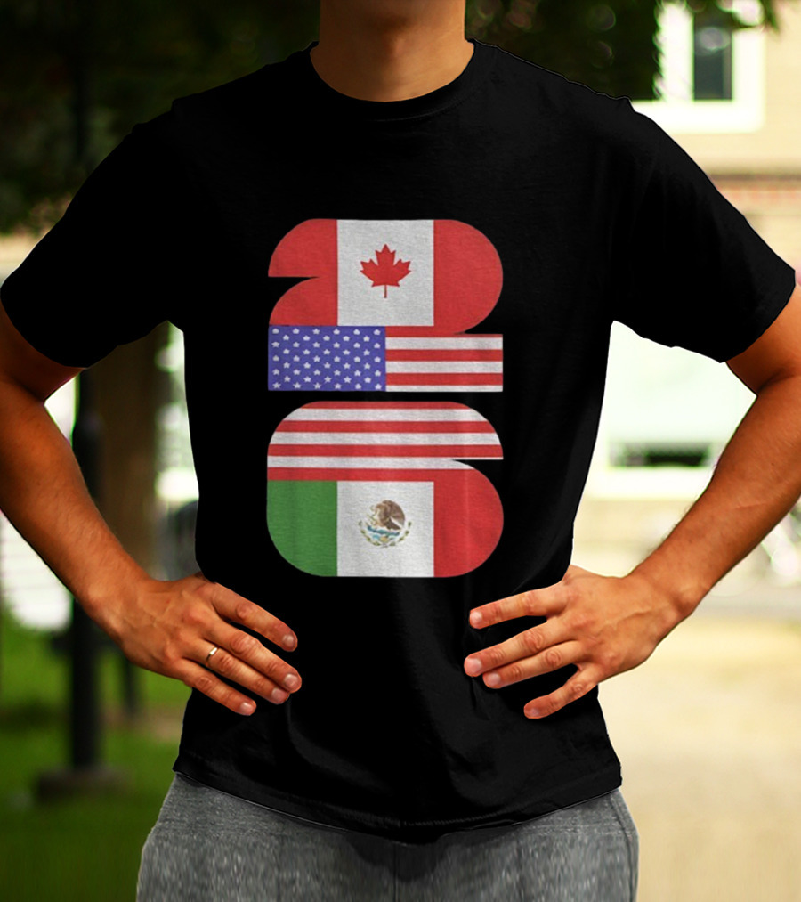 World Cup 2026 USA Canada Mexico Flag Design T-Shirt