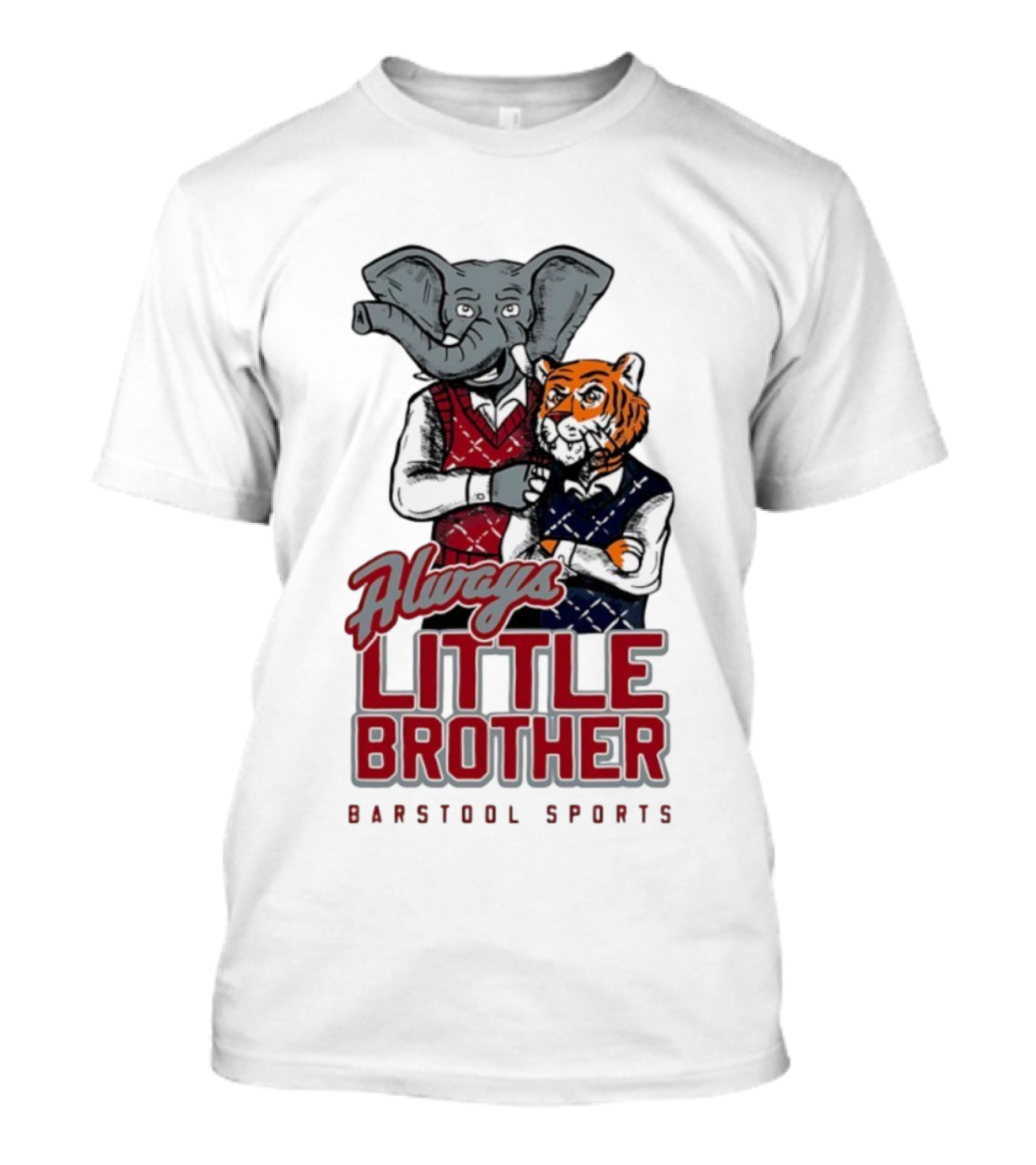 Always Little Brother Barstool Sports Crimson Tide Elephant And Aubie Tiger T-Shirt